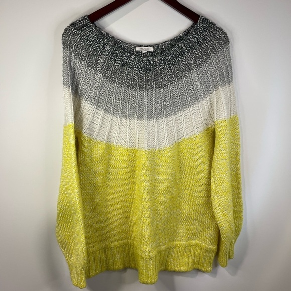 Maurice’s Colorblock Knit Sweater -Yellow, White, and Gray - Picture 1 of 7